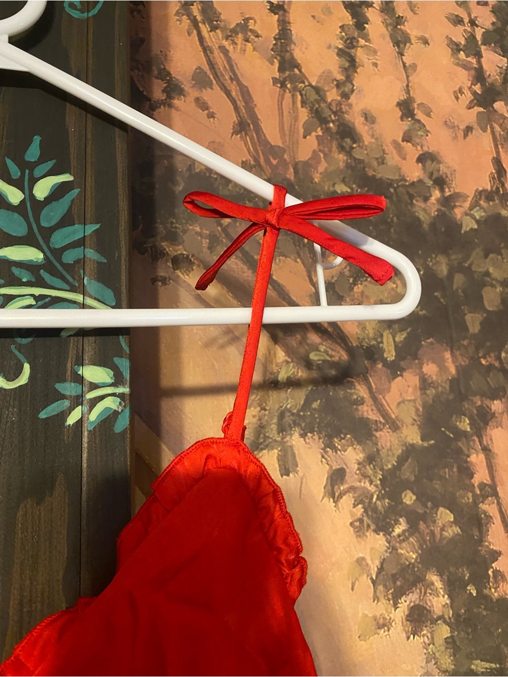 Red slip dress with bow accents - Picture 3 of 7